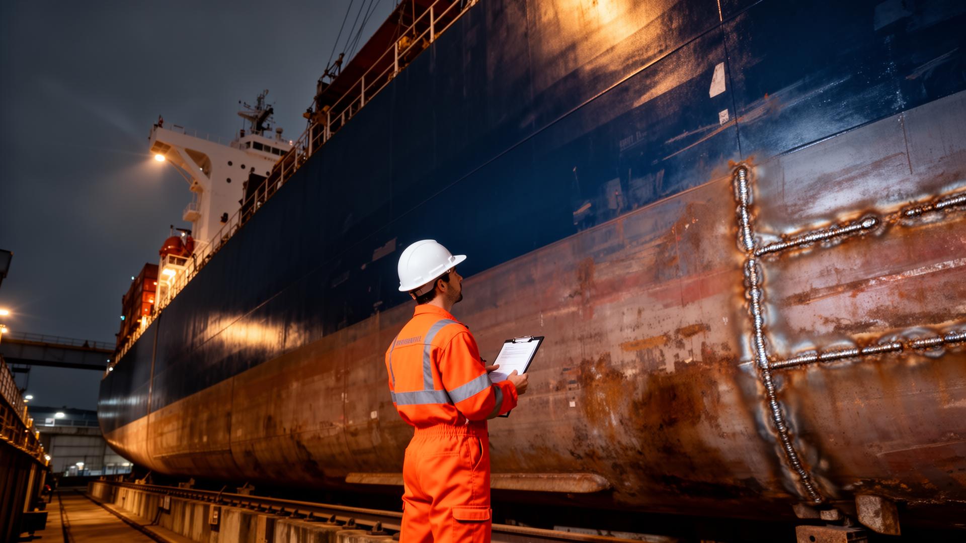 GR Class surveyor inspecting a vessel hull